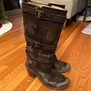 Frye distressed brown leather boots size 7.5